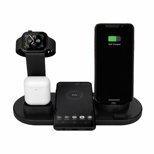 All-In-One Power Hub 6-in-1 Fast Charging Station Compatible With Apple and Android USB Plug